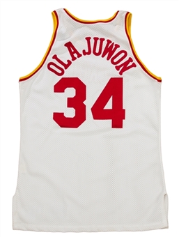 1992-93 Hakeem Olajuwon Game Used & Signed Houston Rockets Home Jersey